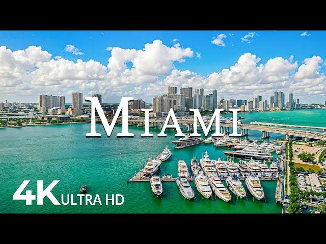 FLYING OVER MIAMI, FLORIDA (4K UHD) - Calming Music With Beautiful Nature Videos - 4K Video Ultra HD