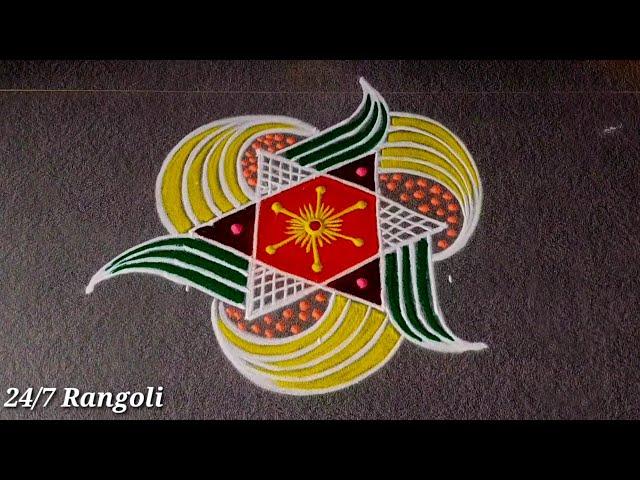 5x3 Dots Star Padikolam 24/7 Rangoli  Latest Muggulu Design Freehand Rangoli Design Rangoli 2025