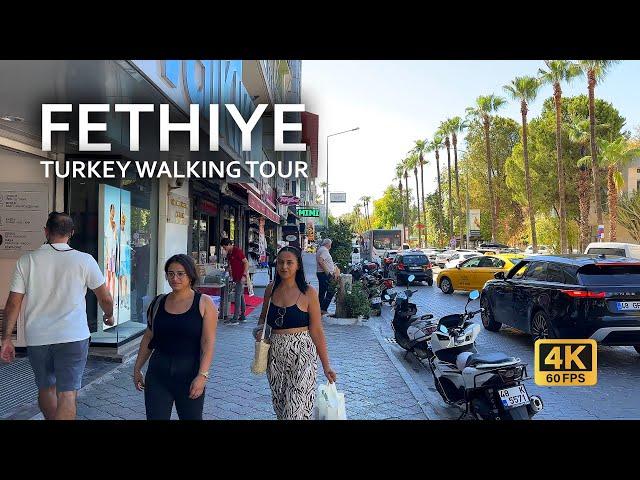 Fethiye, Turkey street walking tour 4K 60 FPS | Old town street walk, Fethiye marina and Bazaar