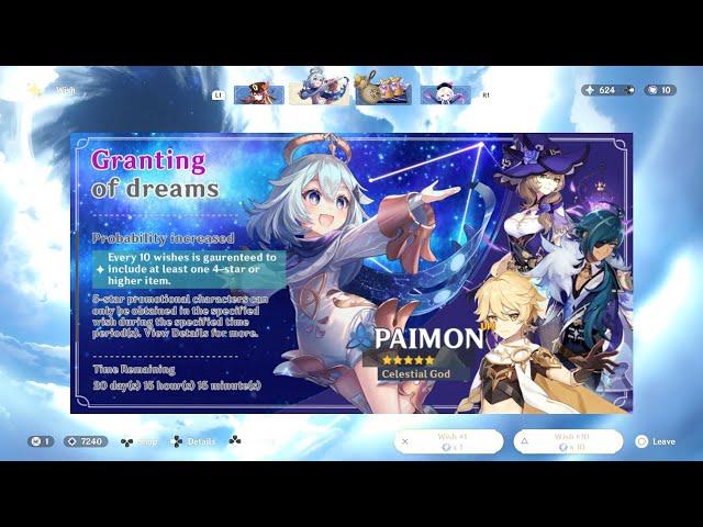 Pulling on Secret Paimon Banner in Genshin Impact [FANMADE]  - Gacha Wish Animation