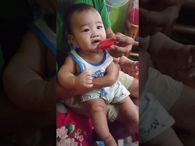 Baby Zildjian gigil na kumain ng pakwan 5months old