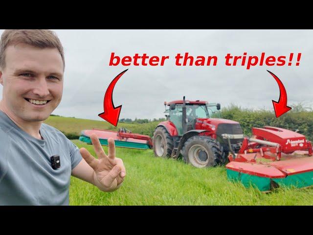 MOWING my WET third cut SILAGE  //  FLYING my NEW DRONE into some POWER LINES!