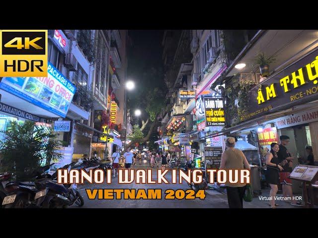 4K HDR | Hanoi Night Walking Tour | Dong Kinh Nghia Thuc Square - St.Joseph Cathedral | Vietnam 2024