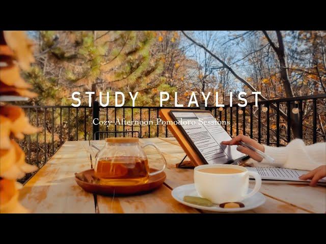 STUDY PLAYLIST  3-HOUR STUDY WITH ME POMODOROS/Relaxing Lofi/ Cozy Autumn Afternoon/Timer and Alarm