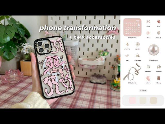 aesthetic phone transformation 🪄 | cute accessories + setup