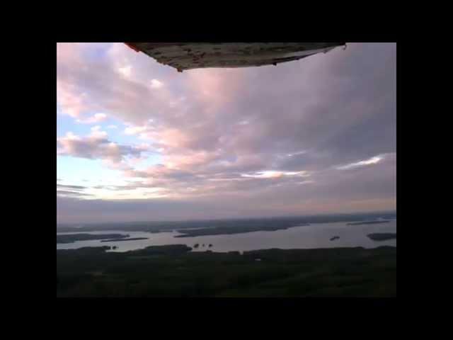 Aerial video on nice summer evening over east Finland