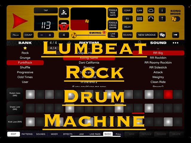 Lumbeat Rock Drum Machine  - Demo of a fine drumming app in action!