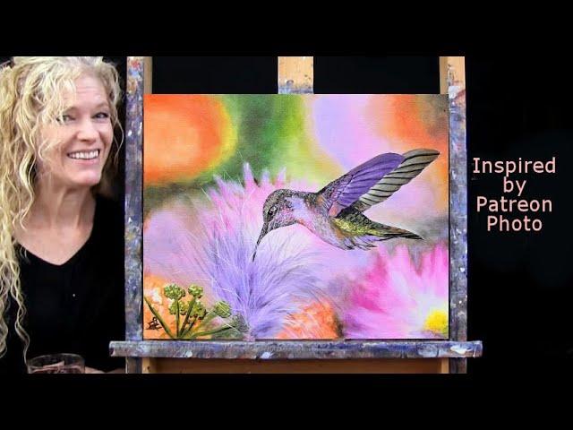 HUMMINGBIRD HARMONY-Learn How to Draw and Paint with Acrylics-Fun and Easy Paint and Sip at Home