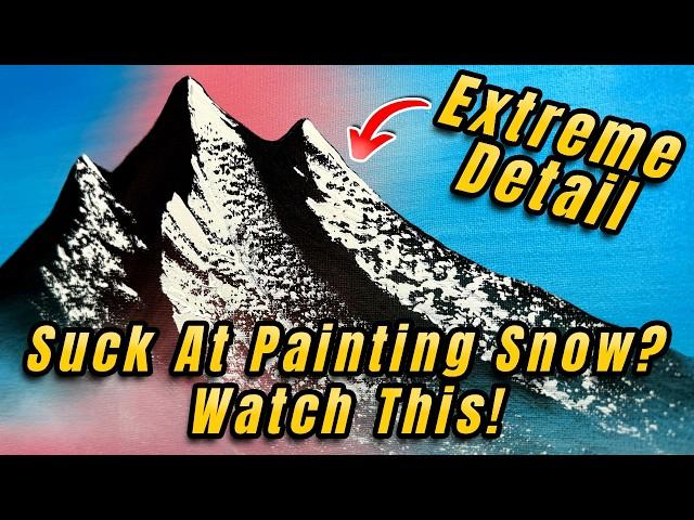 How To Paint Mountains Like Bob Ross - Extreme Close Up Snow Edition!