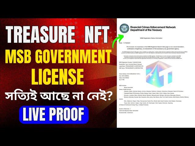 Treasure NFT MSB License Real or Fake | Treasure NFT Government MSB License Live Proof |