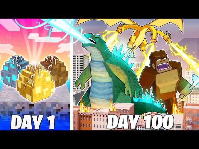 I Survived 1000 Days as KAIJUS in HARDCORE Minecraft!