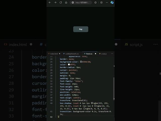 Day 009 -  Micro Css pay button animation #livecoding #webdevelopment #coding #frontend #htmlcss