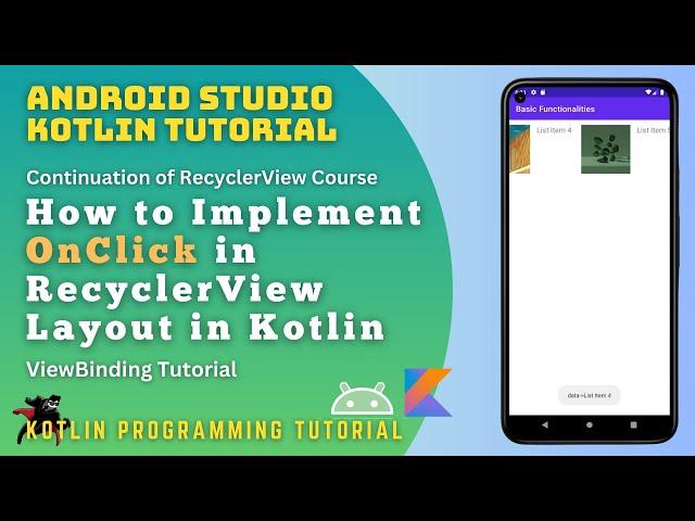 RecyclerView Item click in Kotlin 2023 - Android Tutorial Part 4