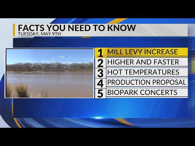 KRQE Newsfeed: Mill levy increase, River safety, Hot temperatures, Production proposal, BioPark conc