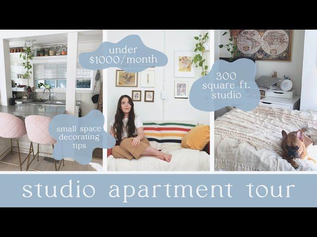 studio apartment tour // 300 square foot (very small) apartment tour + small space decor