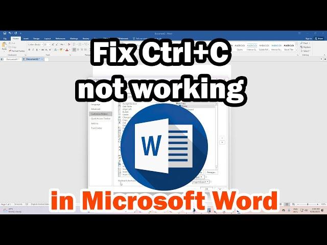 How to Fix Ctrl+C not working in Microsoft Word (MS Word) - MS Office