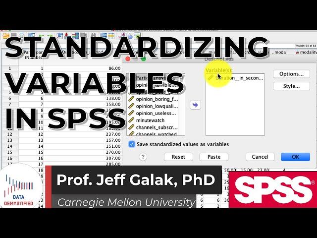 Standardize Variables in SPSS Tutorial (SPSS Tutorial Video #10)