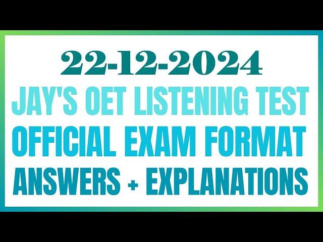 OET LISTENING TEST 22.12.2024 #oet #oetexam #oetnursing #oetlisteningtest