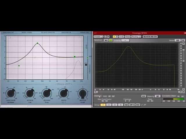 Voxengo SPAN (sine sweep tone) display EQ curve