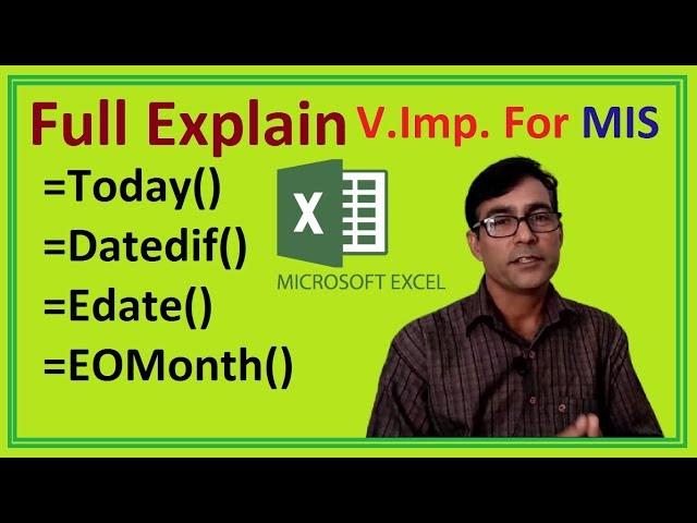 All Date formula in excel in hindi Full tutorial of datedif, edate, today etc.