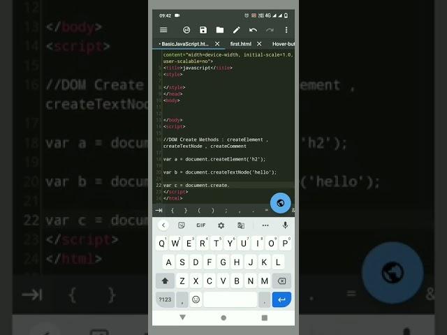 createElement , createTextNode, createComment Javascript | #viral #javascript #java #html #shorts