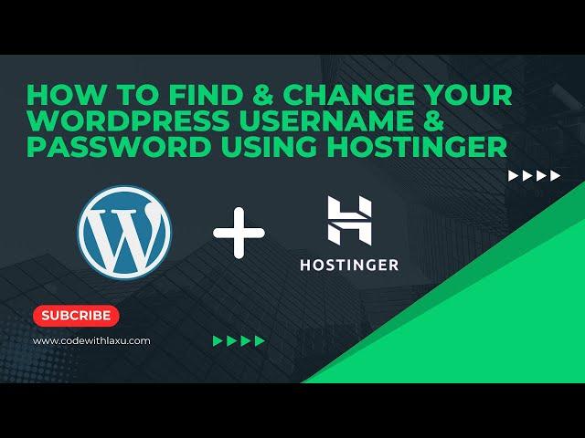 How to Find & Change Your WordPress Username & Password using Hostinger || Wordpress Tutorial 2024