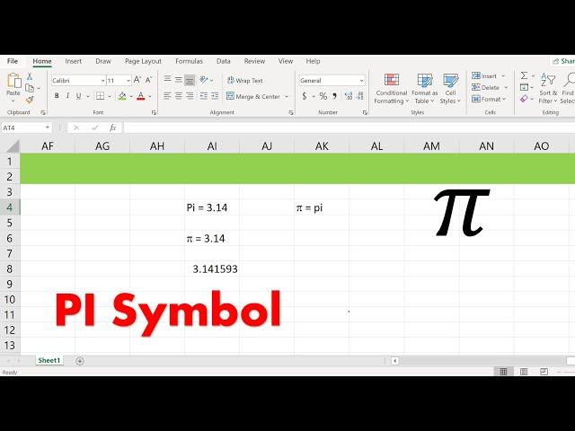 How to Insert the Pi symbol in Excel | Excel in 1 minute