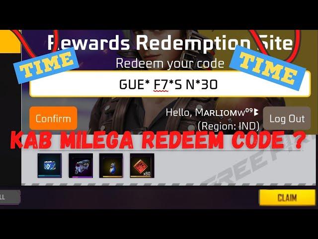 New Redeem Code Time  | New Redeem Code Kab Milega - Garena Free Fire