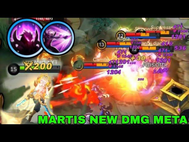 MARTIS BURST + HIGH LIFESTEAL HYBRID DAMAGE COMBO ITEM BUILD ! MARTIS BEST BUILD 2023 EMBLEM IN MLBB