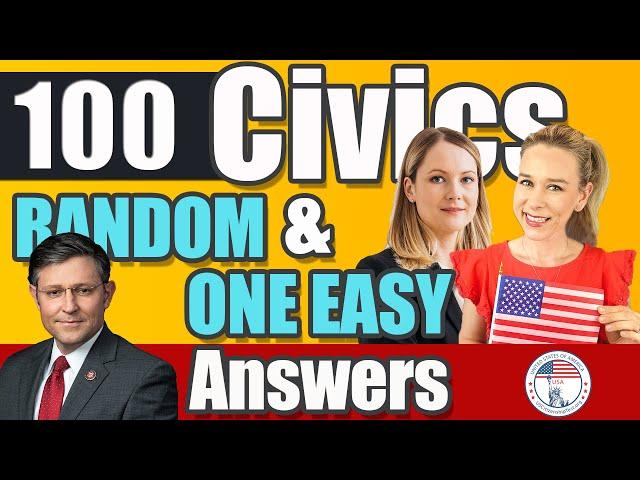 2024 100 Civics Questions and answers in RANDOM Order & SIMPLEST ANSWERS | Officer Ella