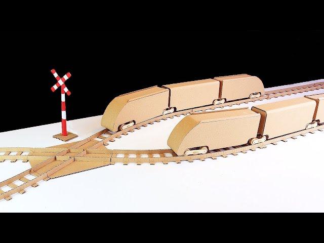 How to Make a High-Speed Train and Crossing of Rails tracks | Fastes Trains | Cardboard Train Model