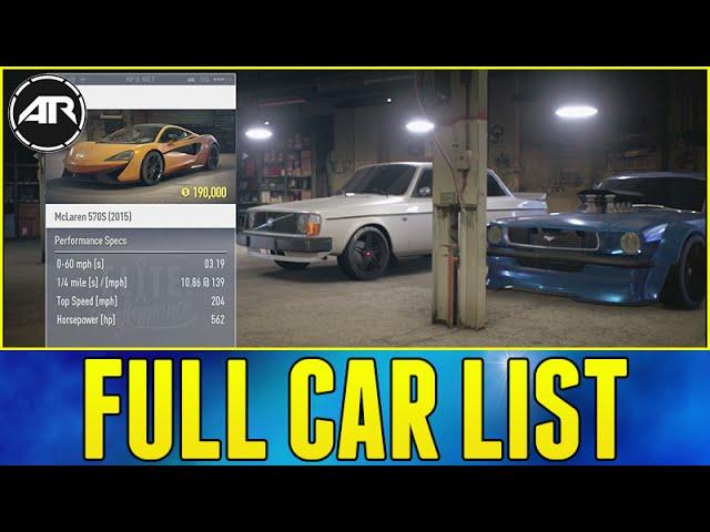 Need For Speed : FULL CAR LIST & PRICES!!! (Best Cars To Buy In NFS 2015)