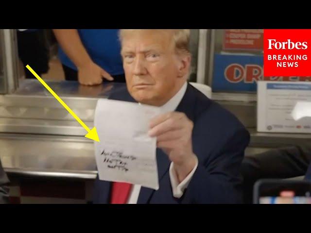 WATCH: Trump Reveals Message He Wrote On Receipt At Philly Cheesesteak Shop