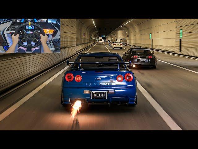 924HP Nissan Skyline GT-R R34 Vs 921HP Toyota Supra MK4 - Assetto Corsa | Moza R9 + VR