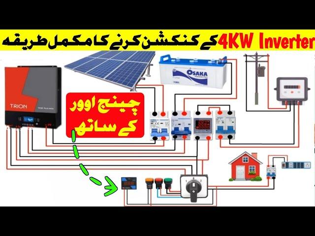 4kw Solar System Complete Installation | 4Kw Solar Inverter Connection With Rotary Changeover Switch