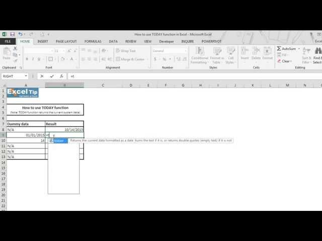 How to use TODAY function in Excel