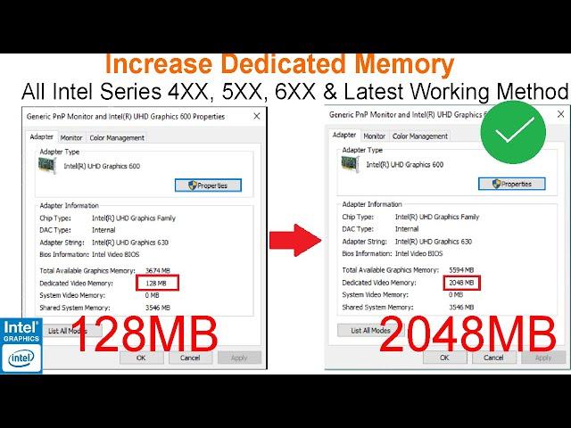 Increase Dedicated Video Memory (VRAM) in Latest Intel UHD 3x, 4x, 5x, 6x, 7x Graphics for Free!!!