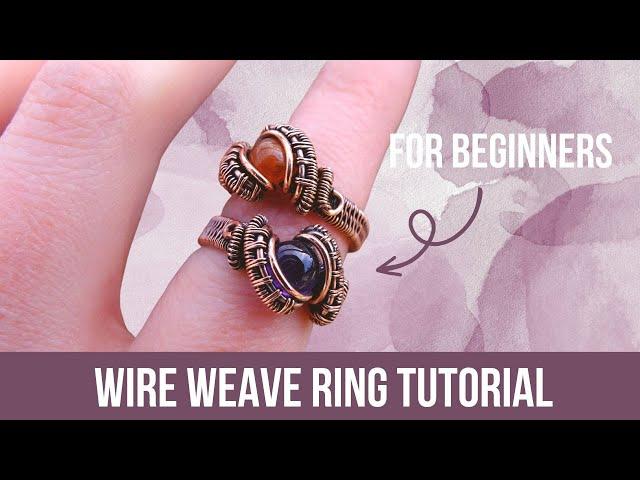 Wire Weaving Ring Tutorial for Beginners - Make This Wire Wrapped Cabochon Ring with 3 Wires