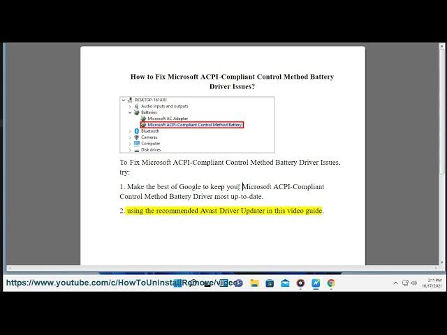 Fix Microsoft ACPI-Compliant Control Method Battery Driver Issue