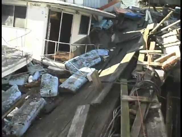 Deep Water Salvagr.Sea Village Marina, Hurricane sandy storm damage, raw video, 10-21-2012.