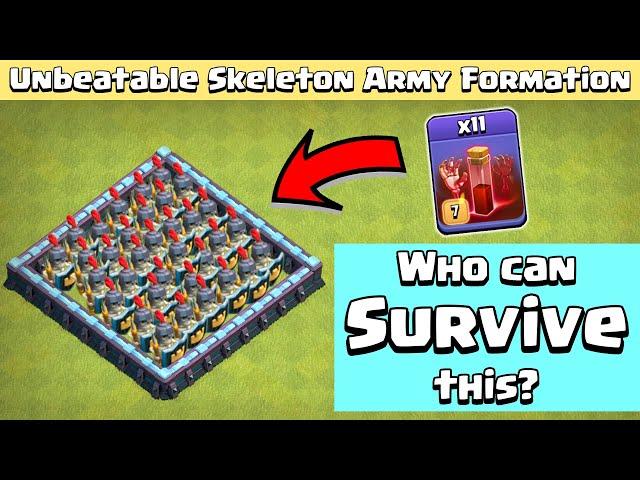 Skeleton ARMY Formation | 11 Max Skeleton Spell Vs All Troops | Clash of Clans