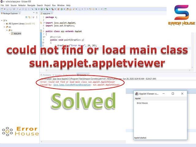 Error : could not find or load main class sun.applet.appletviewer || how to run Applet in eclipse