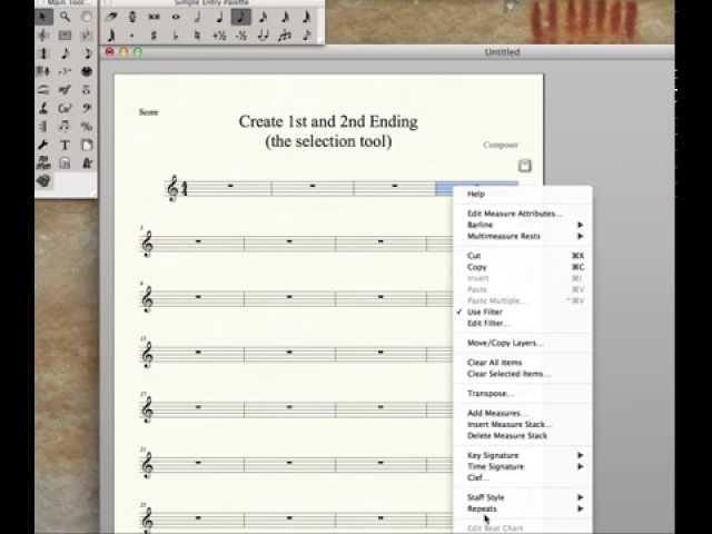 Create 1st and 2nd Endings in Finale 2014