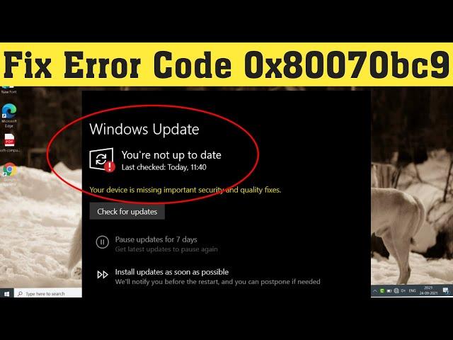 How  Fix Windows Update Error 0x80070BC9 IN Windows