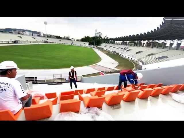 CAKEP‼️SINGLE SEAT MULAI DIPASANG, RUMPUT TUMBUH SUBUR MENGHIJAU, RENOVASI STADION SEGIRI SAMARINDA