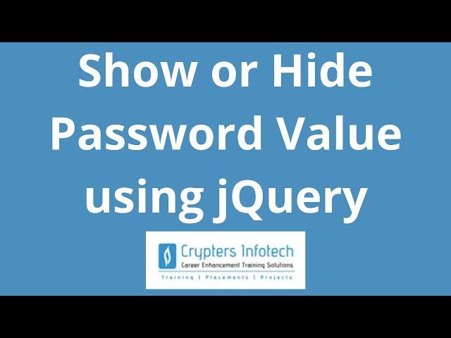 Toggle Password Visibility using jQuery | Show or Hide Password Value while Clicking Button