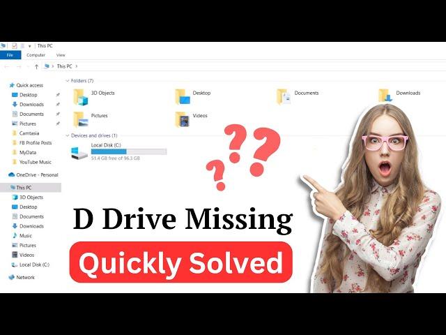 How To Fix D Drive Missing In Windows 10/11/7 Laptop | D Drive Not Showing PC Problem (Quick Way)