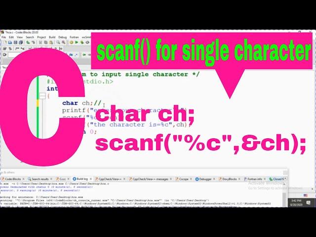 scanf() to input single character in C program(part_8)