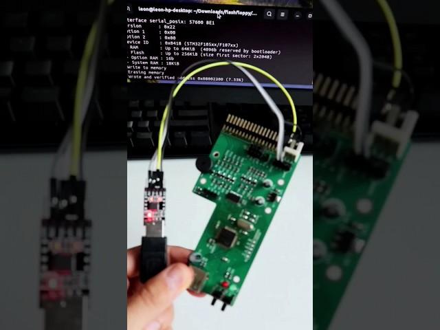 Upload firmware to STM32 ARM Microcontroller with stm32flash and USB to UART debug cable #shorts