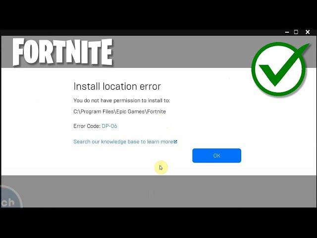 How To Fix FORTNITE Install Location Error Code DP-06 | Epic Games Launcher | Windows 10 PC/Laptop